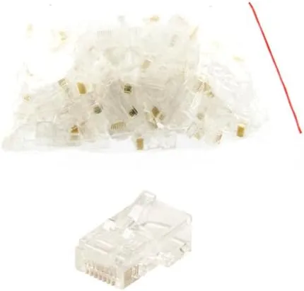 100 Pack 8x8 RJ45 Round-Solid Cat5e Modular Plug
