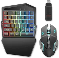 2.4G Wireless Keyboard and Mouse Combo Set Adapter for PS4 / Switch/Xbox One, IFYOO KMAX2 Plus Game Console Converter Compatible with Fortnitee/PUBGG/Rainbow Six Siege and Other FPS Shooting Games