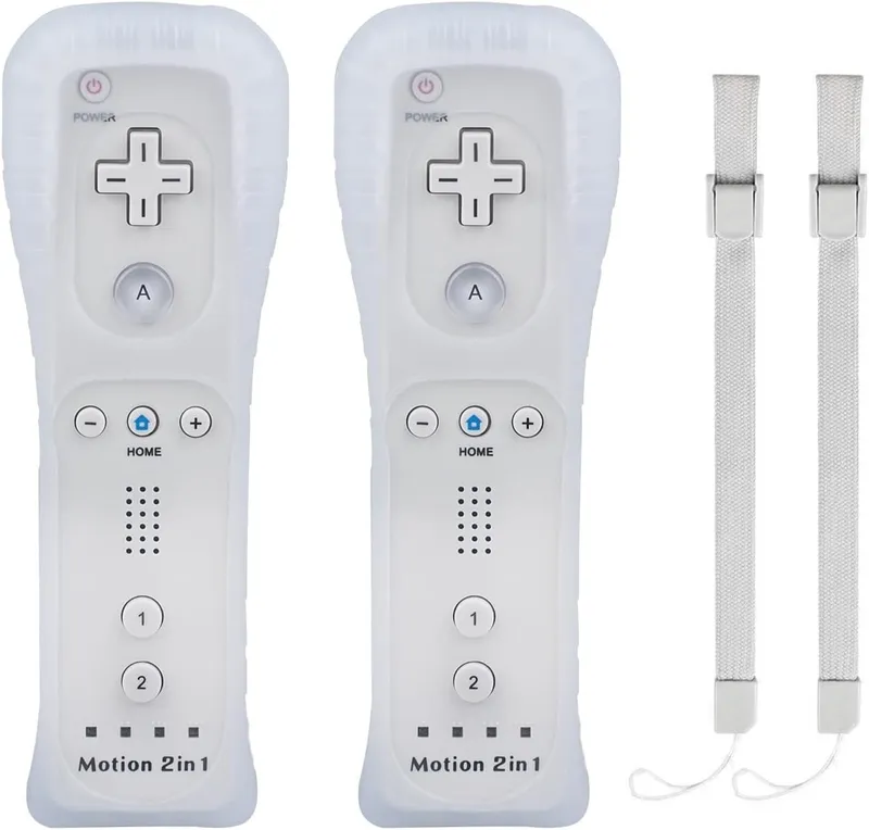 2 Pack Wii Remote Controller with Motion Plus, Wireless Controller for Nintendo Wii and Wii U, with Silicone Case and Wr