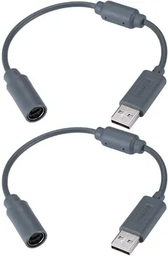 2pcs Wired Controller USB Breakaway Cable for Microsoft Xbox 360, Dongle Adapter Extension Cord for Xbox 360