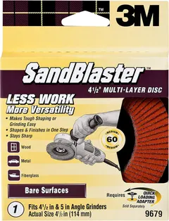 3M SandBlaster 60-Grit Right Angle Grinder Multi-Layer Disc, 4-1/2-in