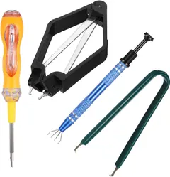 4 Pieces IC Chip Remover Tool IC PLCC Chip Extraction Tool Extractor Puller 4-Claw Prongs Grabber and Keyboard Key Switch Test Pencil Tool for Disassembly of Electronic Component Jewelry