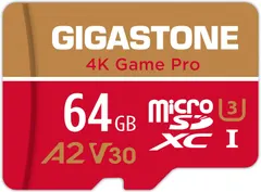 [5-Yrs Free Data Recovery] Gigastone 64GB Micro SD Card, 4K Game Pro, MicroSDXC Memory Card for Nintendo-Switch, GoPro, Security Camera, DJI, Drone, UHD Video, R/W up to 95/35MB/s, UHS-I U3 A2 V30 C10