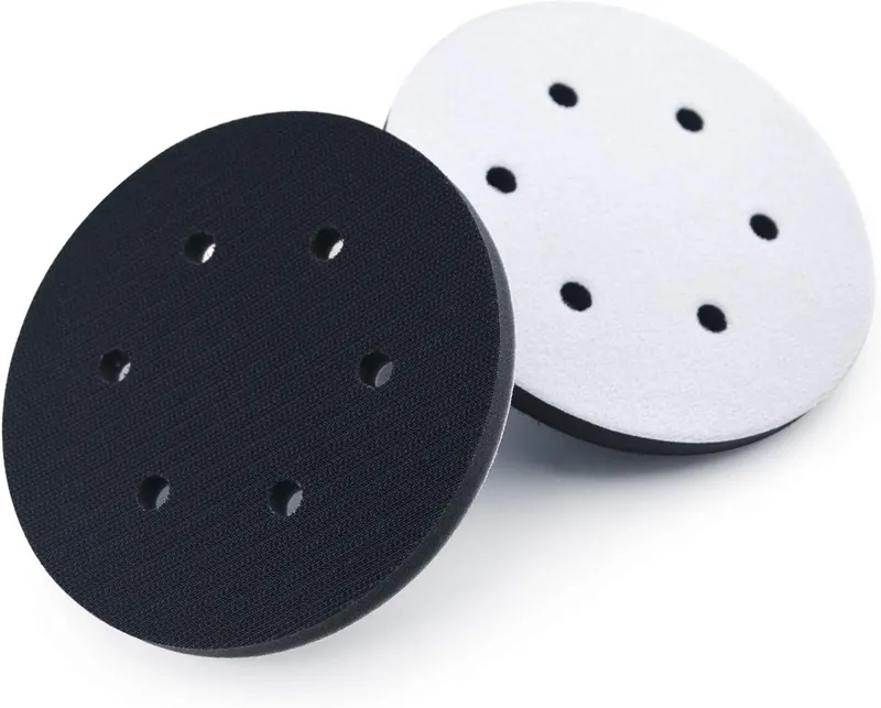 6 Inch 6 Hole Hook and Loop Soft Sponge Interface Buffer Pad Cushion Buffing Pads for Sander Sanding Pad, 2-Pack