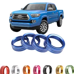 Air Conditioner AUTO Switch CD Button Knob Compatible with 2016 2017 2018 2019 2020 Toyota Tacoma Accessories Matching Aluminum Alloy for Tacoma Auto Interior Center Console Covers Trims (Blue)