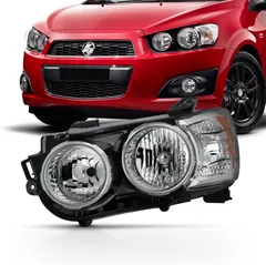 AKKON - For 2012-16 Chevrolet Sonic Driver Side Halogen Headlight Assembly Chrome Housing Clear Lens
