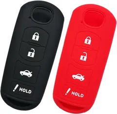 Alegender 2Pcs 4 Buttons Smart Key Cover Jacket Keyless Fob Holder Protector for 2017 2018 2019 2020 2021 Mazda 3 6 Miata MX5 CX5 CX7 CX9 Speed3