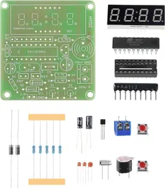 ALMOCN 4-Digit Digital Electronic Clock DIY Kit PCB Soldering Practice Learning Board AT89C2051 Chip Alarm Clock Parts Components