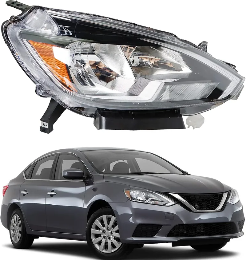 ANTUKO NI2503244 Halogen Passenger Headlight Assembly Replacement for 2016 2017 2018 Sentra Black Clear Lens Headlight R