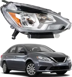 ANTUKO NI2503244 Halogen Passenger Headlight Assembly Replacement for 2016 2017 2018 Sentra Black Clear Lens Headlight Right Side