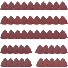 AUSTOR 55 Pieces Triangle Sandpaper Pads Triangular Sanding Sheets Hook and Loop Triangle Sanding Pads Assorted 40/60/80/100/120/150/180/240 Grit Fit for 3-1/8 Inch Oscillating Multi Tool, No Holes