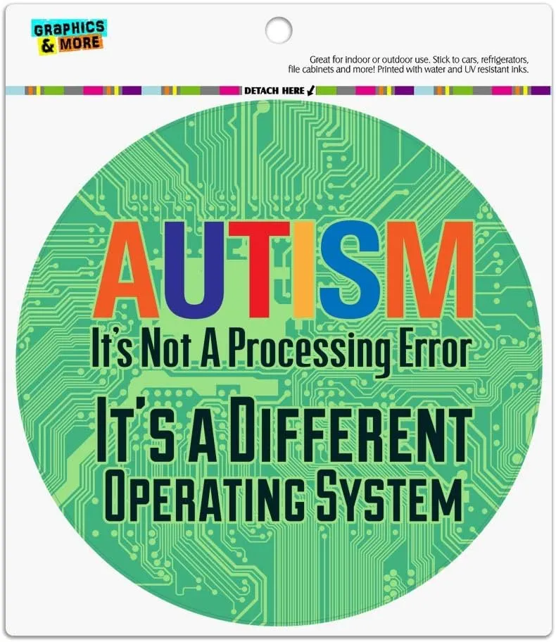 Autism Not a Processing Error Different Operating System Automotive Car Refrigerator Locker Vinyl Circle Magnet
