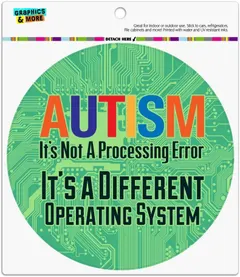 Autism Not a Processing Error Different Operating System Automotive Car Refrigerator Locker Vinyl Circle Magnet