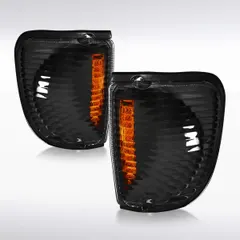 Autozensation Compatible with Ford Econoline Van E150 E250 1992-2006, Black Housing Clear Lens Corner Lights, L+R Pair Assembly