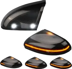 Bestview Sequential Switchback LED Mirror Turn Signal Ram Puddle Light for 2010-2018 Dodge Ram 1500 2500 3500 Classic 2019 2020 2021 Pickup Truck Assembly,Dynamic Amber & White(Pack of 2)