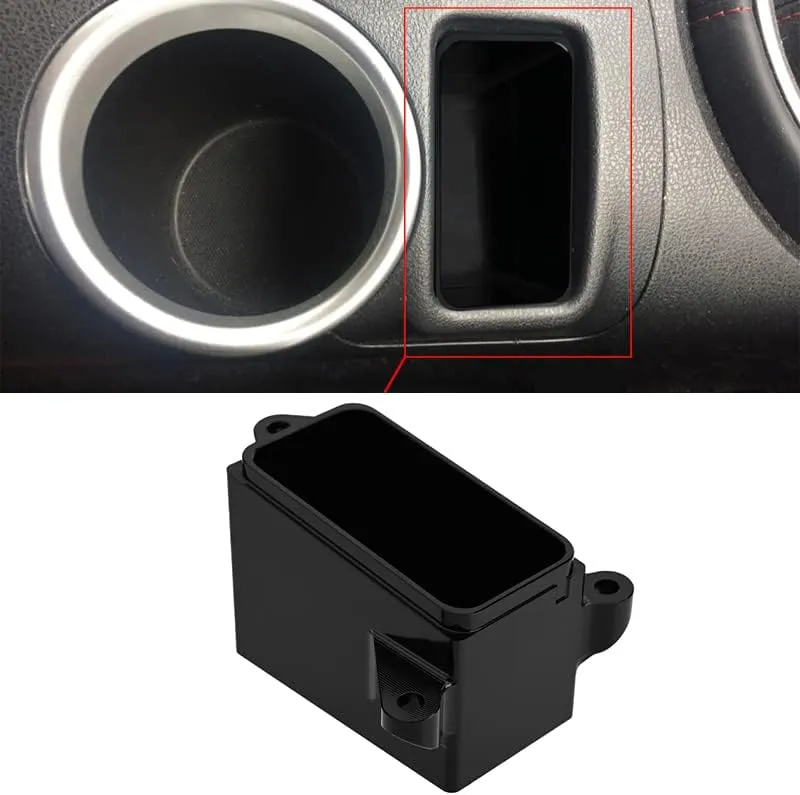 BILLFARO Blank Button Delete Cubby Insert Front Alumium Floor Console Organizer Phone Change Misc Holder for Nissan 370Z