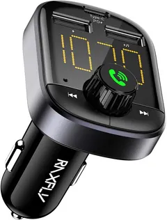 Bluetooth FM Transmitter - RAXFLY Bluetooth Car Adapter Transmitter FM Audio Receiver Dual USB PD Type C Car Charger Support TF Card and U-Disk Compatible for iPhone 11 Samsung S20 All Smartphones