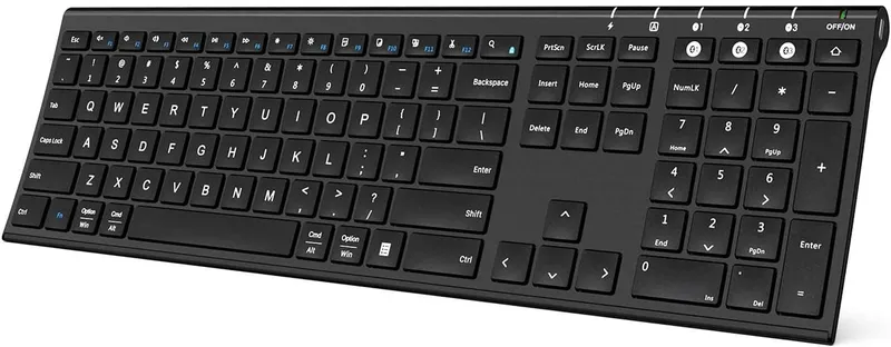 Bluetooth Keyboard for Mac OS, Rechargeable Multi-Device Wireless Keyboard, Ultra Slim Full Size Keyboard with Number Pa