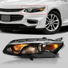 BoardRoad Halogen Headlights Assembly Replacement for 2016 2017 2018 Chevy Malibu Projector Headlamps Black Housing Clear Lens Left Driver Side