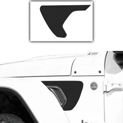 Bogar Tech Designs - Precut Side Fender Vent Solid Vinyl Decal Compatible with Jeep Wrangler JL 2018, Matte Black