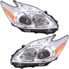 Brock Aftermarket Replacement Driver Left Passenger Right Halogen Combination Headlight Assembly Set Compatible With 2012-2015 Toyota Prius
