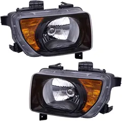 Brock Replacement Driver and Passenger Halogen Combinatin Headlights with Dark Bezels Compatible with 2003-2008 Element EX LX 33151SCVA21 33101SCVA21