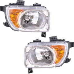 Brock Replacement Driver and Passenger Halogen Combination Headlights with Chrome Bezels Compatible with 2003-2008 Element EX LX 33151SCVA01 33101SCVA01