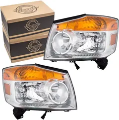 Brock Replacement Driver and Passenger Halogen Combination Headlights Headlamps Compatible with 08-15 Armada 26060-9GA0B 26010-9GA0B