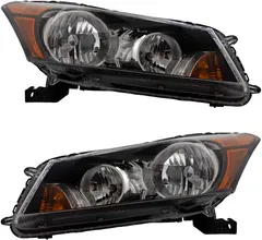 Brock Replacement Driver and Passenger Halogen Headlights Compatible with 2008-2012 Accord Sedan 33150TA0A01 33100TA0A01