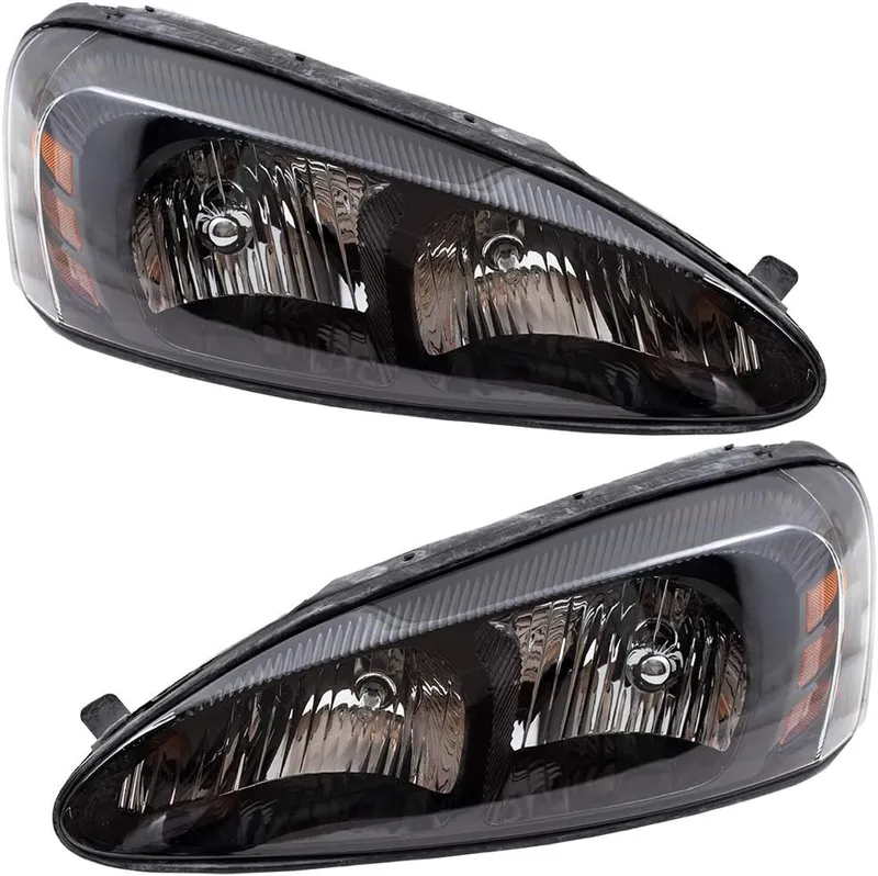 Brock Replacement Driver and Passenger Set Halogen Headlights Compatible with 2004-2008 Grand Prix 25851404 25851403