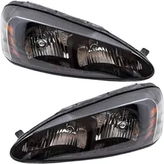 Brock Replacement Driver and Passenger Set Halogen Headlights Compatible with 2004-2008 Grand Prix 25851404 25851403
