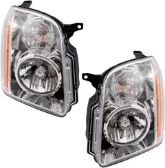 Brock Replacement Driver and Passenger Set Halogen Headlights Compatible with 2007-2014 Yukon & Yukon XL 15861025 15861026
