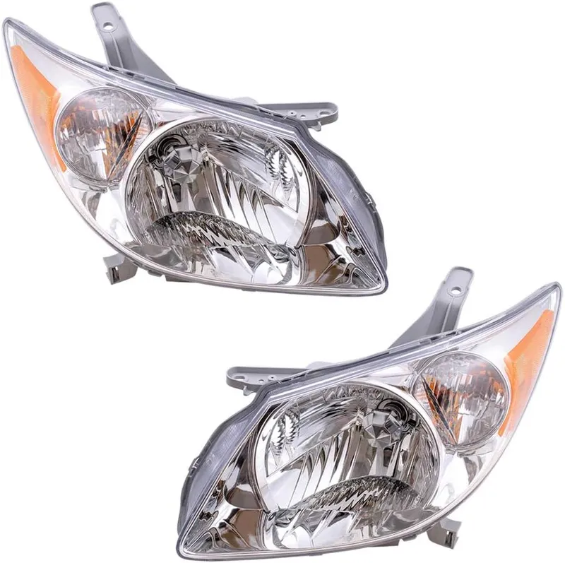 Brock Replacement Driver and Passenger Set Halogen Headlights Compatible with 2005-2008 Vibe