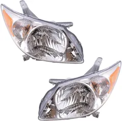 Brock Replacement Driver and Passenger Set Halogen Headlights Compatible with 2005-2008 Vibe