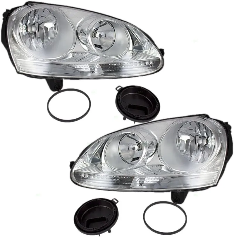 Brock Replacement Driver and Passenger Side Halogen Combination Headlight Assemblies Comaptible with 2005 A4 Sedan 2006-