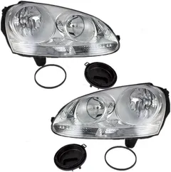 Brock Replacement Driver and Passenger Side Halogen Combination Headlight Assemblies Comaptible with 2005 A4 Sedan 2006-2010 A5 Sedan 2009 A5 Wagon 06-09 Rabbit 06-09 GTI 1K6941005S 1K6941006S