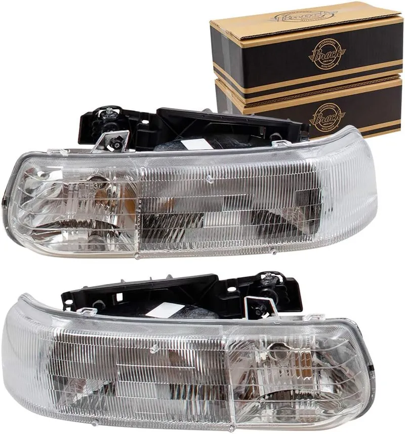 Brock Replacement Driver and Passenger Side Halogen Combination Headlight Assemblies Compatible with 16526133 16526134
