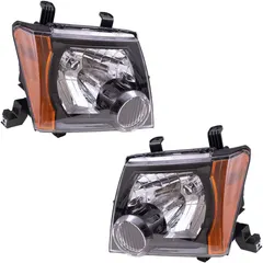 Brock Replacement Driver and Passenger Side Halogen Combination Headlight Assemblies with Black Bezel Compatible with 2009-2015 Xterra S/X Models