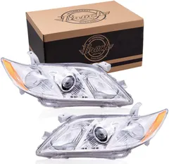 Brock Replacement Driver and Passenger Side Halogen Combination Headlight Unit Set Compatible with 07-09 Camry Hybrid JAPAN BUILT