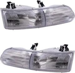 Brock Replacement Driver and Passenger Side Halogen Headlight Assemblies Compatible with 1992-1995 Ford Taurus