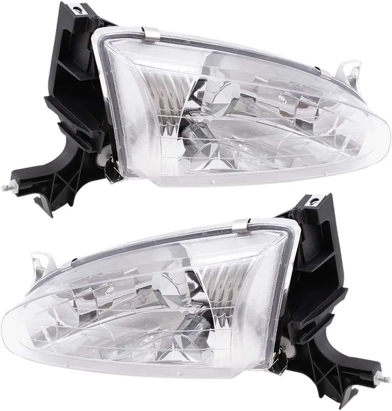 Brock Replacement Driver and Passenger Side Halogen Headlight Assemblies Compatible with 1998-2002 Prizm 94857184 948571