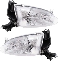Brock Replacement Driver and Passenger Side Halogen Headlight Assemblies Compatible with 1998-2002 Prizm 94857184 94857180