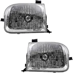 Brock Replacement Driver and Passenger Side Halogen Headlight Assembly Set Compatible with 2001-2004 Sequoia & 2004 Tundra Double Cab