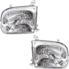 Brock Replacement Driver and Passenger Side Halogen Headlight Assembly Set Compatible with 2005-2007 Sequoia & 2005-2006 Tundra Double Cab