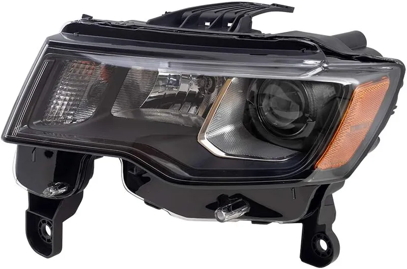 Brock Replacement Driver Halogen Headlight with Black Bezel Compatible with 2017-2021 Jeep Grand Cherokee