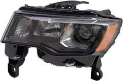 Brock Replacement Driver Halogen Headlight with Black Bezel Compatible with 2017-2021 Jeep Grand Cherokee