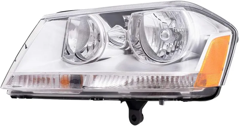 Brock Replacement Driver Halogen Headlight with Chrome Bezel Compatible with 2008-2014 Avenger 5116203AE