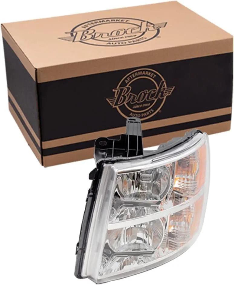 Brock Replacement Driver Side Halogen Combination Headlight Assembly Compatible with 2007-2013 Silverado 1500/2009-2013