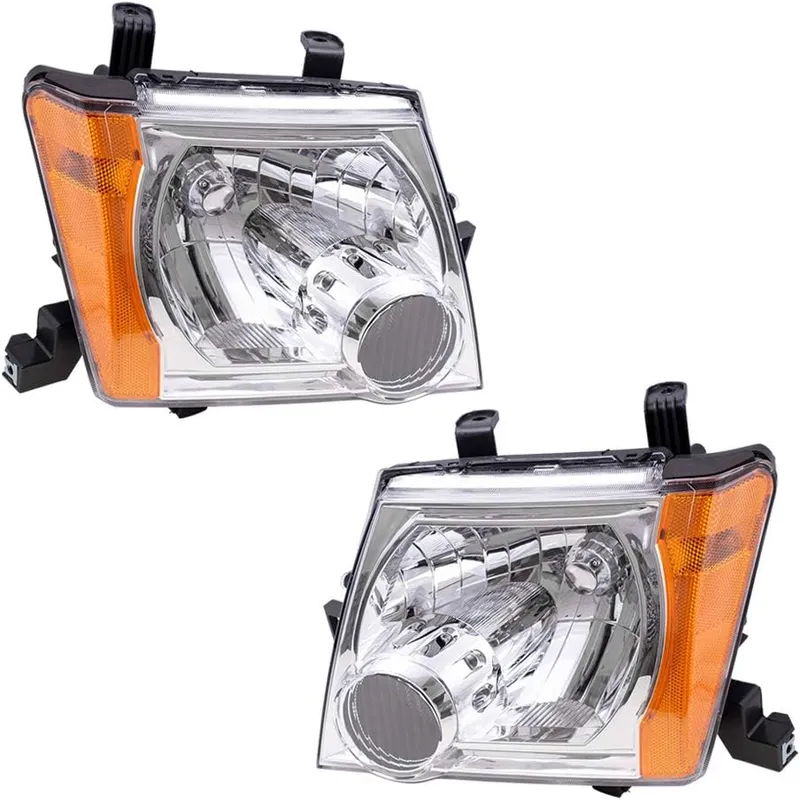 Brock Replacement for Pair Set Halogen Combination Headlamps Headlights w/Chrome Bezels Compatible with 05-15 Xterra 260