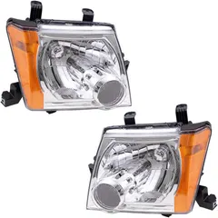 Brock Replacement for Pair Set Halogen Combination Headlamps Headlights w/Chrome Bezels Compatible with 05-15 Xterra 26060EA025 26010EA025
